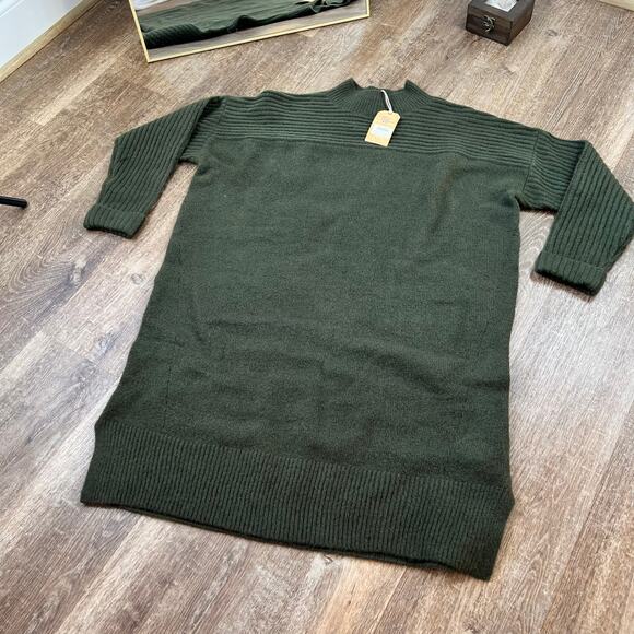 NWT Fat face Rosie sweater Dress Dark Green Color turtle mock neck - Picture 2 of 6